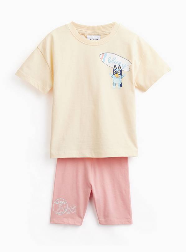 Yellow Bluey Graphic T-Shirt & Cycle Shorts Set 2-3 years